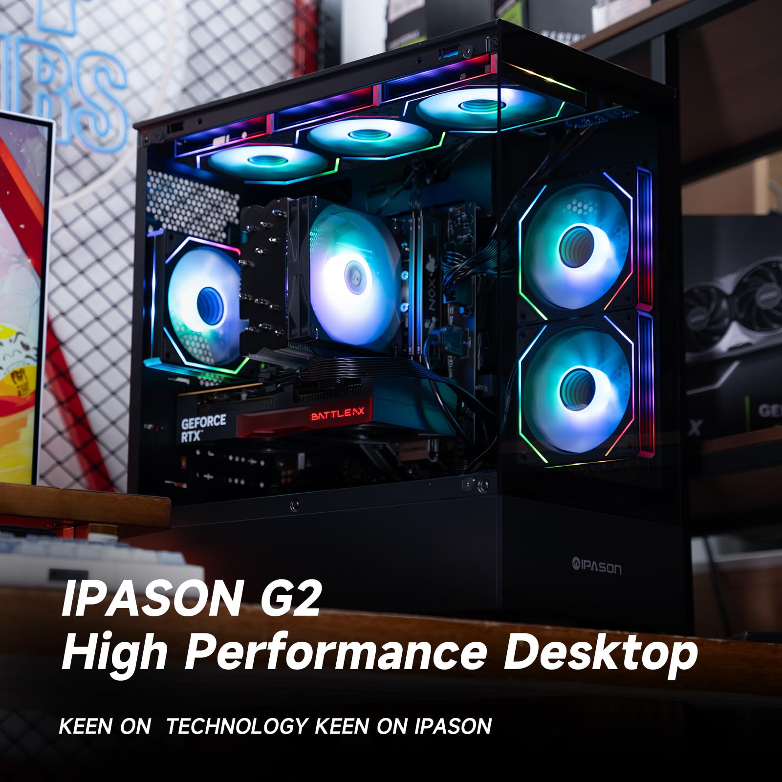IPASON Gaming Desktop PC Ryzen5 9600X,Geforce RTX 5060 8G,MSI